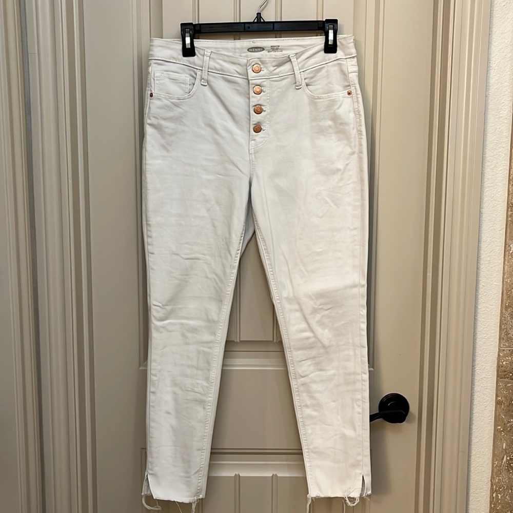 Women’s White High-Rise Old Navy Rockstar Skinny Jeans size 10
